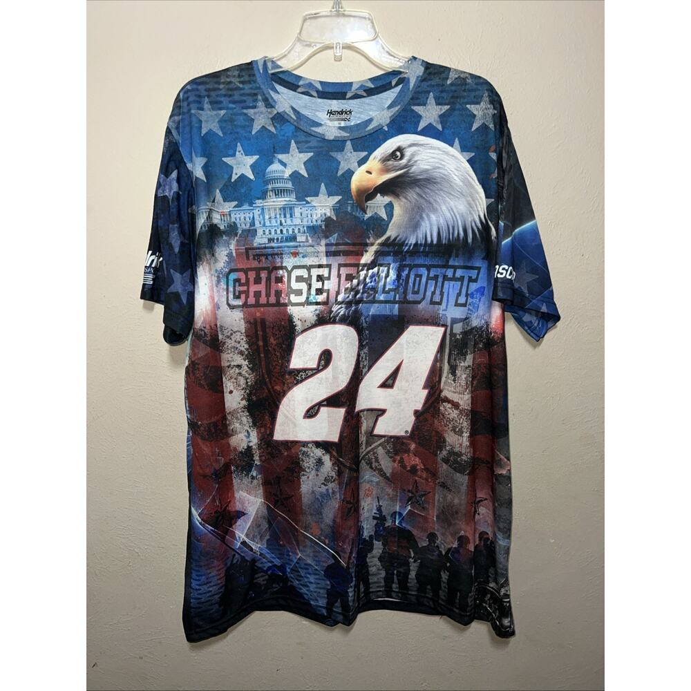Chase Elliott America Nascar All Over Print Shirt XL Hendricks Motor Sports USA